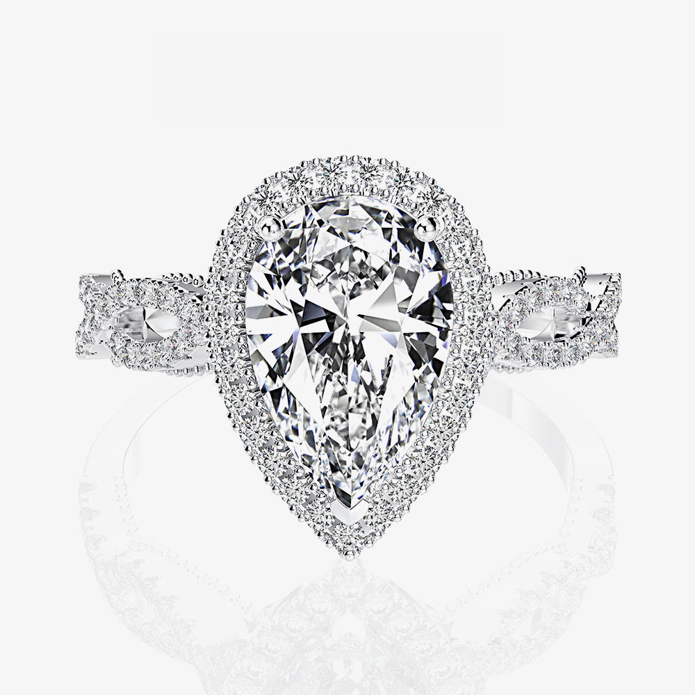 7 Karat Halo-Verlobungsring R0936