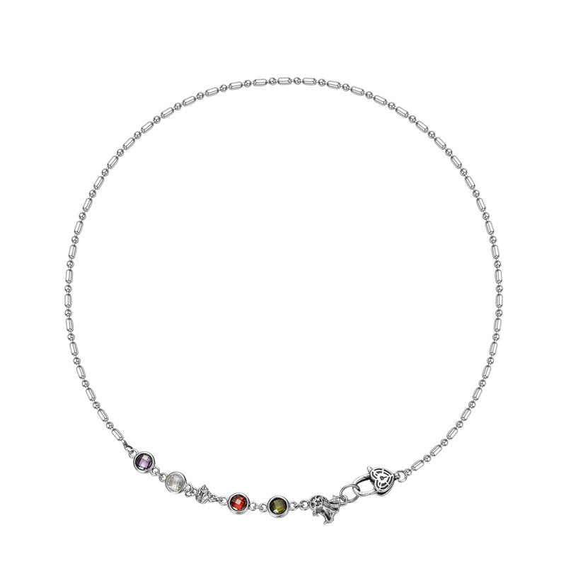 Bunte Zirkon Perlen Halskette N1000