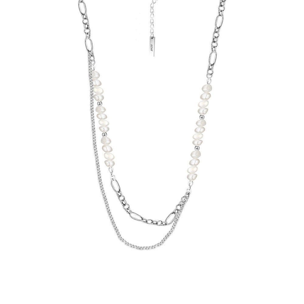 Verlängerte Figaro-Kette mit Barockperlen N1036