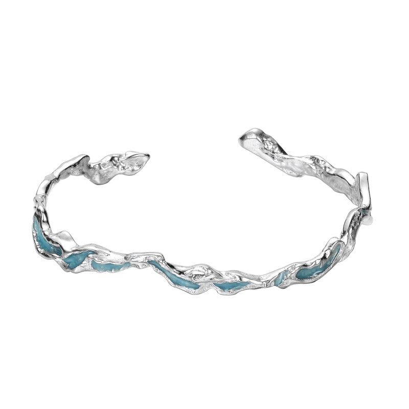 Alien Blau Emaille Scrunched Armreif B1011