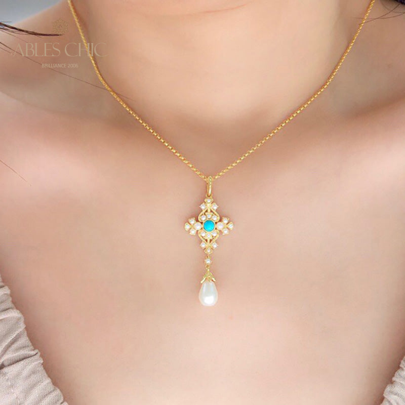 Süßwasserperlen Blumenanhänger 5701