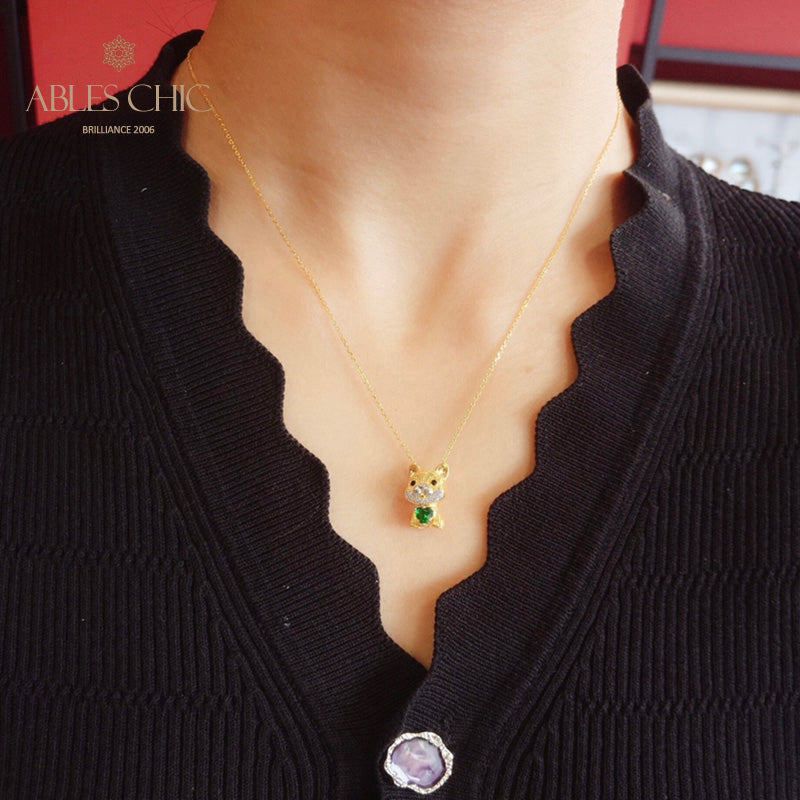 Grüner CZ 3D-Welpenanhänger 5709