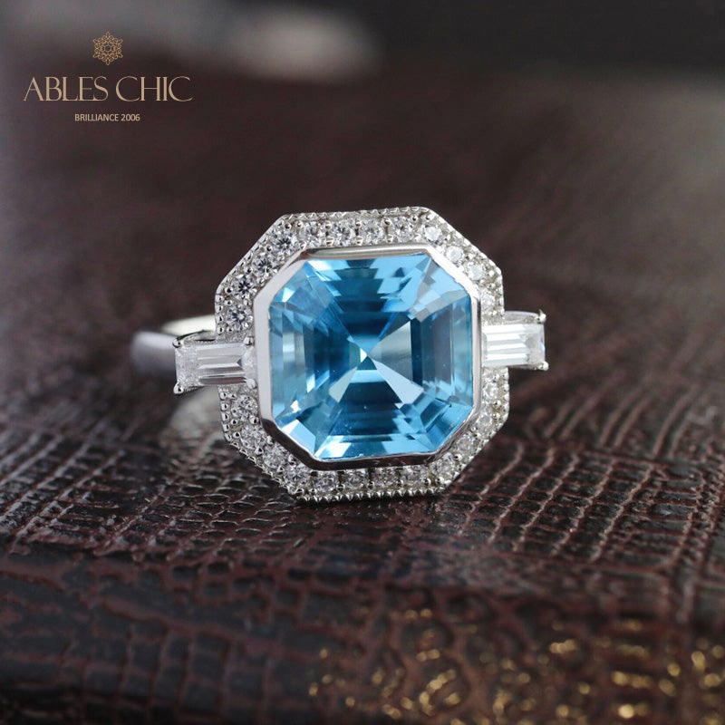 Asscher Topas Paved Ring 5912