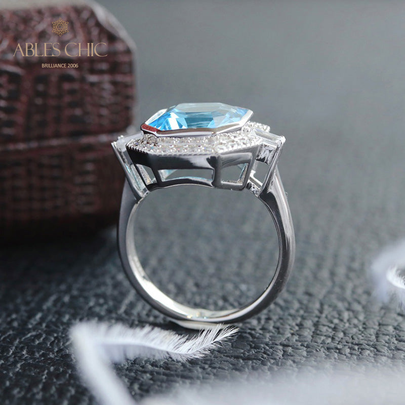 Asscher Topas Paved Ring 5912