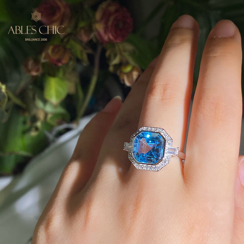 Asscher Topas Paved Ring 5912