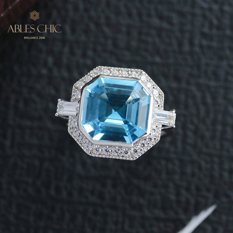 Asscher Topas Paved Ring 5912