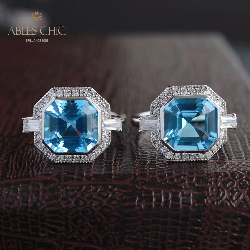 Asscher Topas Paved Ring 5912