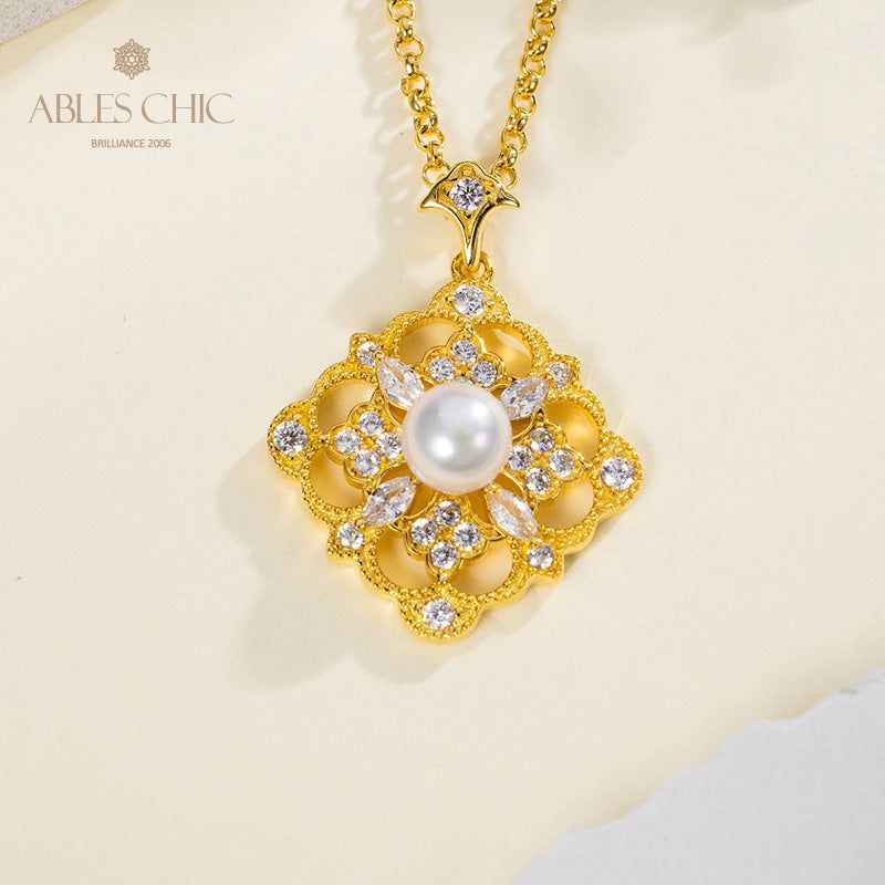 Akoya-Perlen-Klee-Halskette 6186