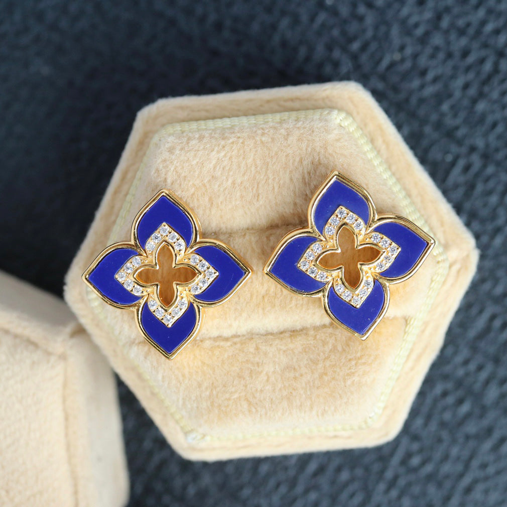 Lapis Kleeblatt Ohrringe 6201