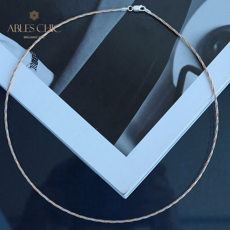 Dreifarbige geflochtene Halskette 6212