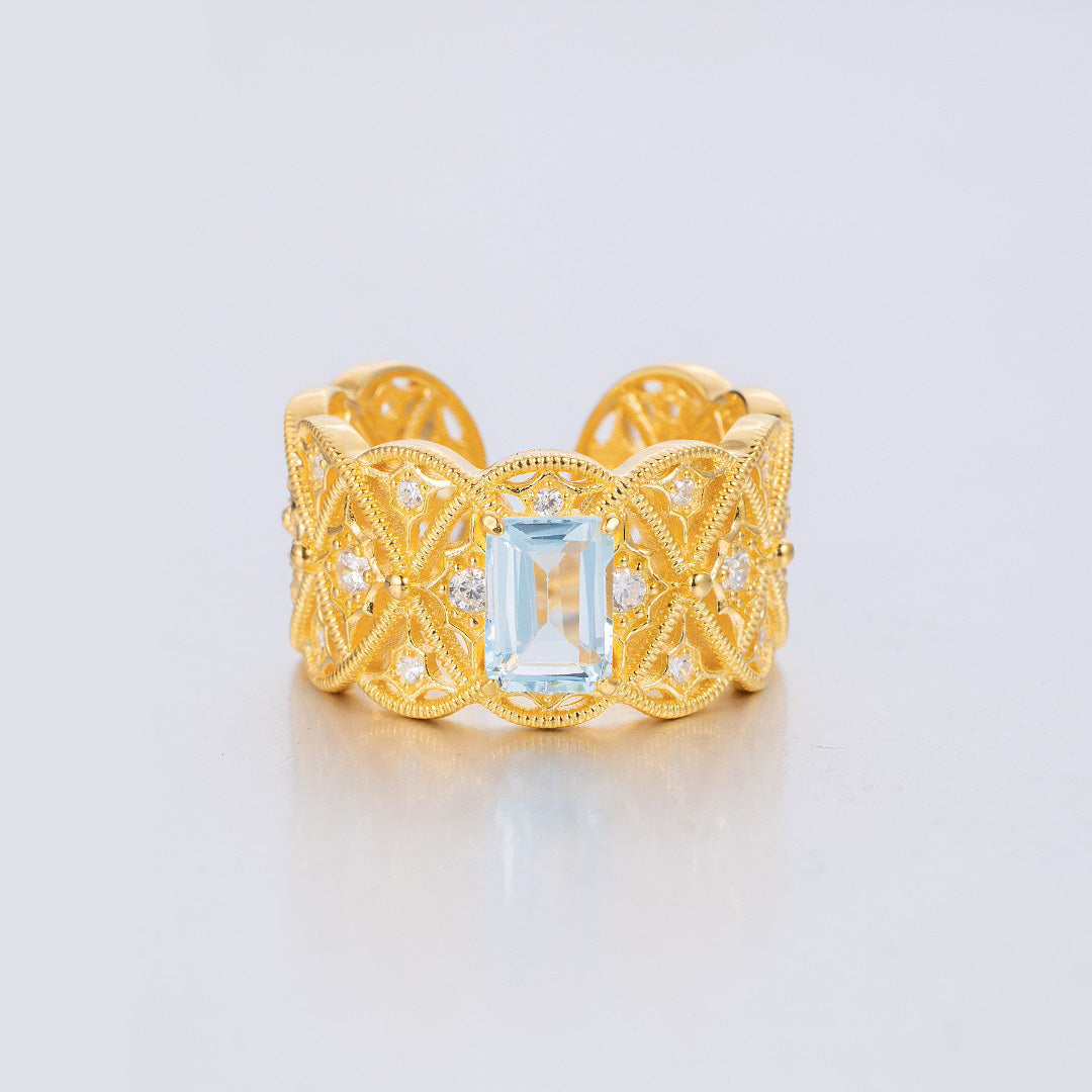 Filigraner Ring aus natürlichem Topasseil 6219