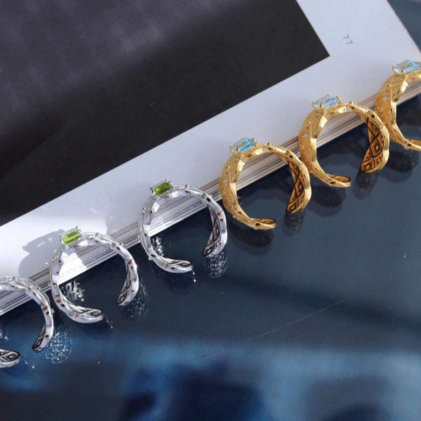 Filigraner Ring aus natürlichem Topasseil 6219