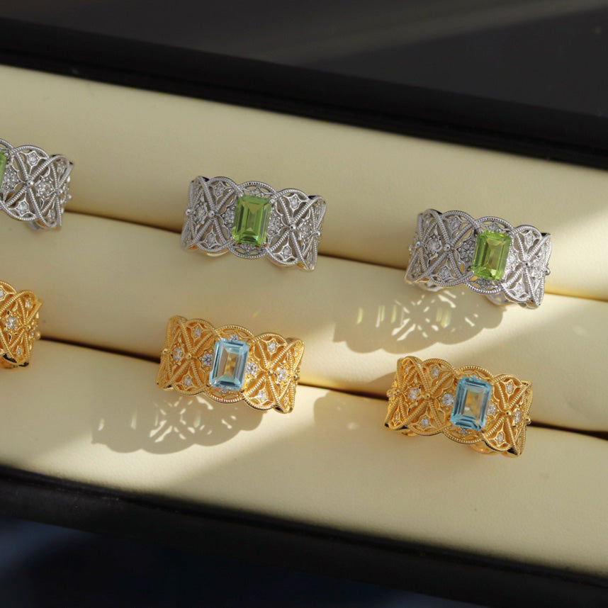 Filigraner Ring aus natürlichem Topasseil 6219