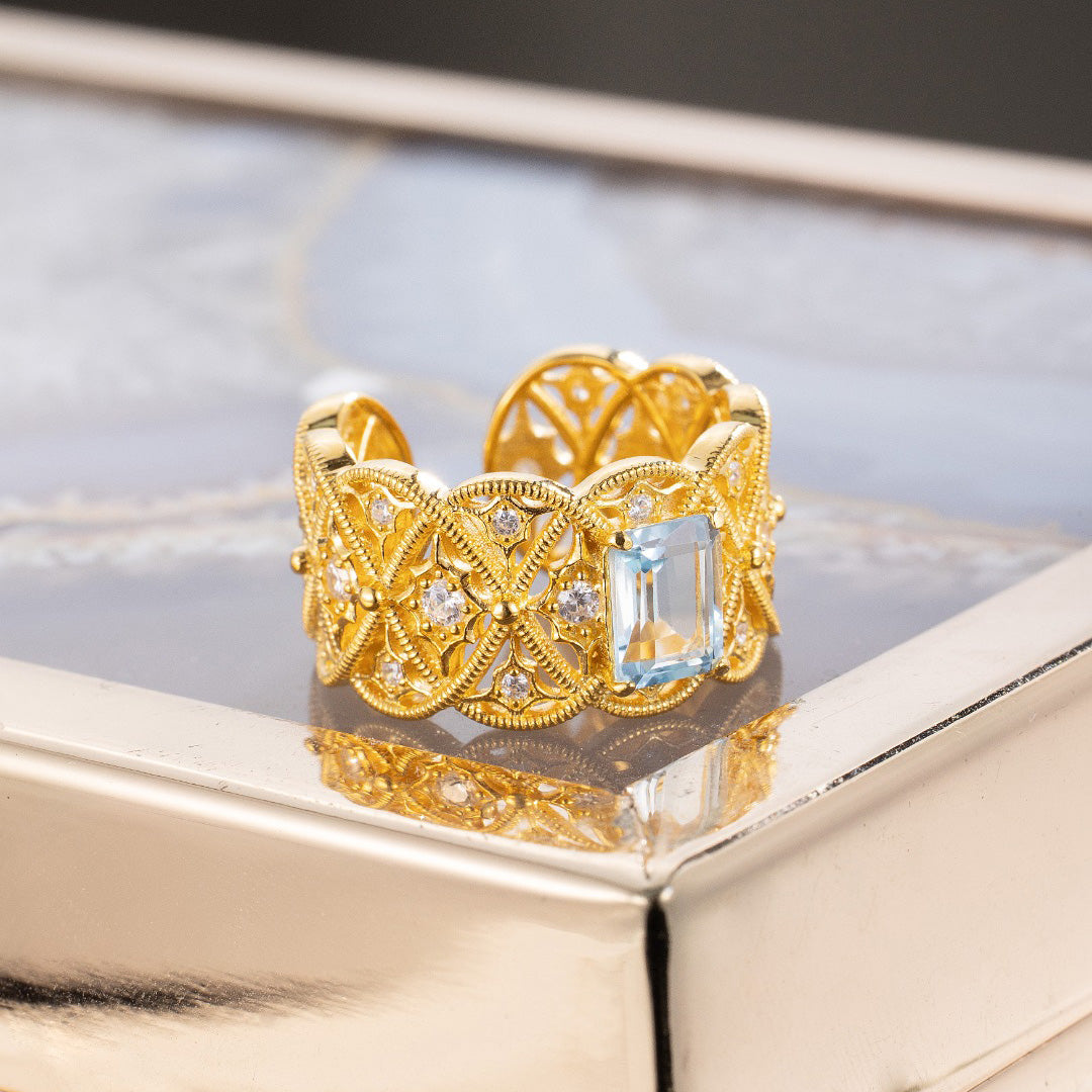 Filigraner Ring aus natürlichem Topasseil 6219