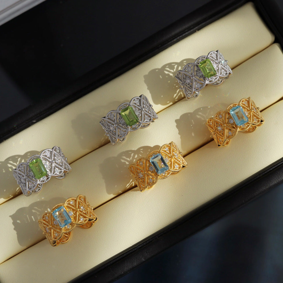 Filigraner Ring aus natürlichem Topasseil 6219