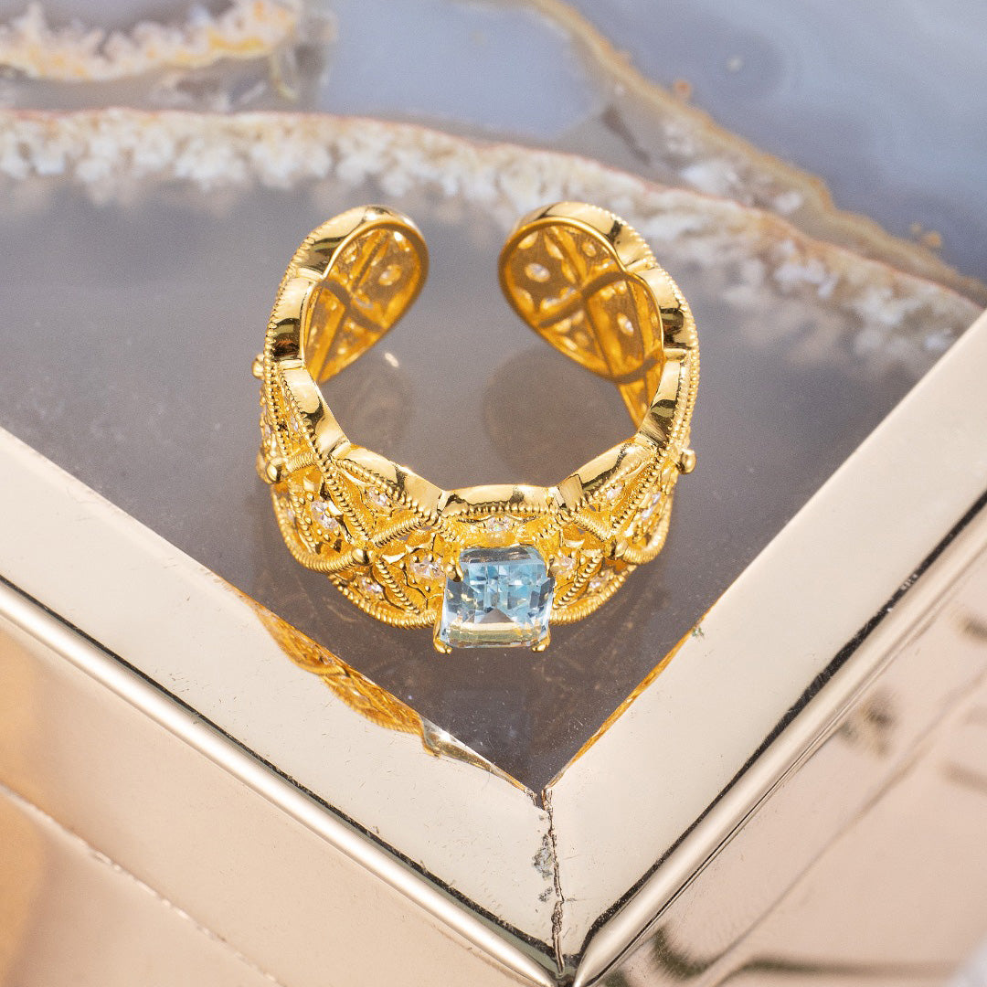 Filigraner Ring aus natürlichem Topasseil 6219