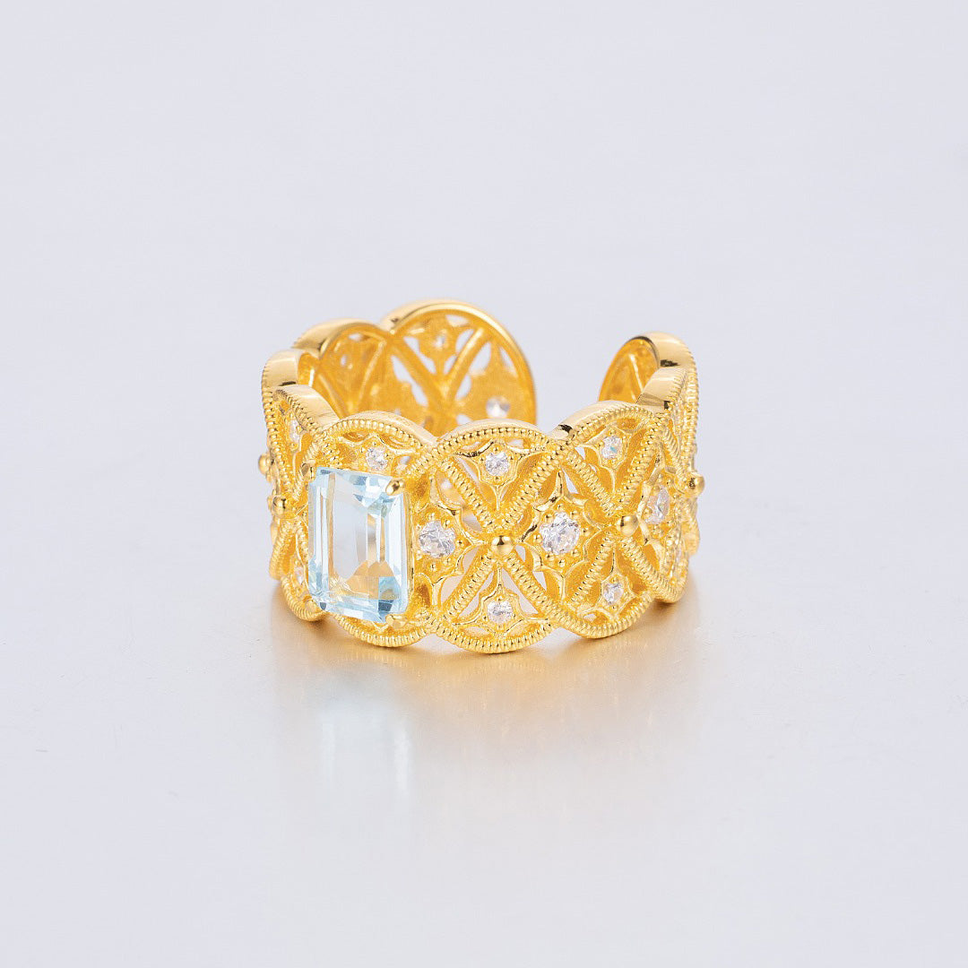 Filigraner Ring aus natürlichem Topasseil 6219
