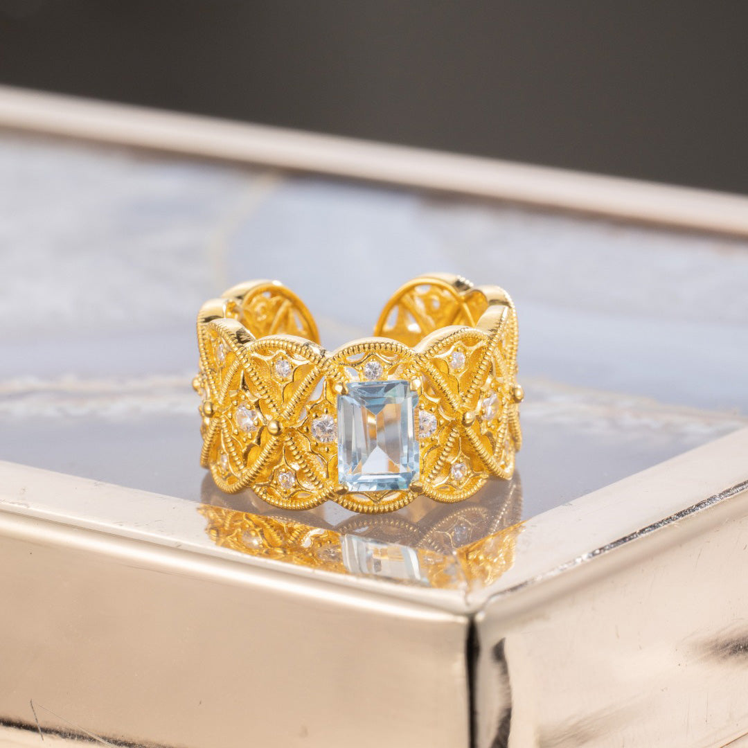 Filigraner Ring aus natürlichem Topasseil 6219