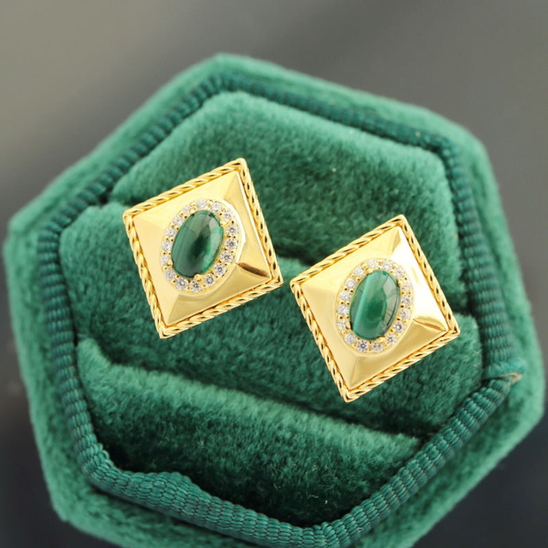 Malachit-Rhombus-Ohrringe 6280
