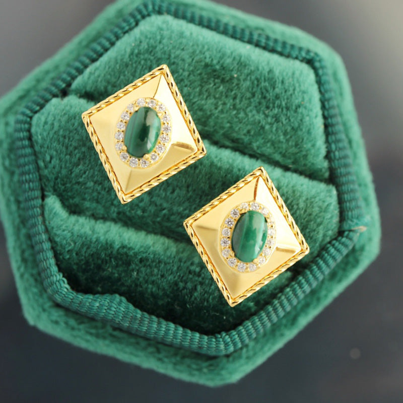 Malachit-Rhombus-Ohrringe 6280