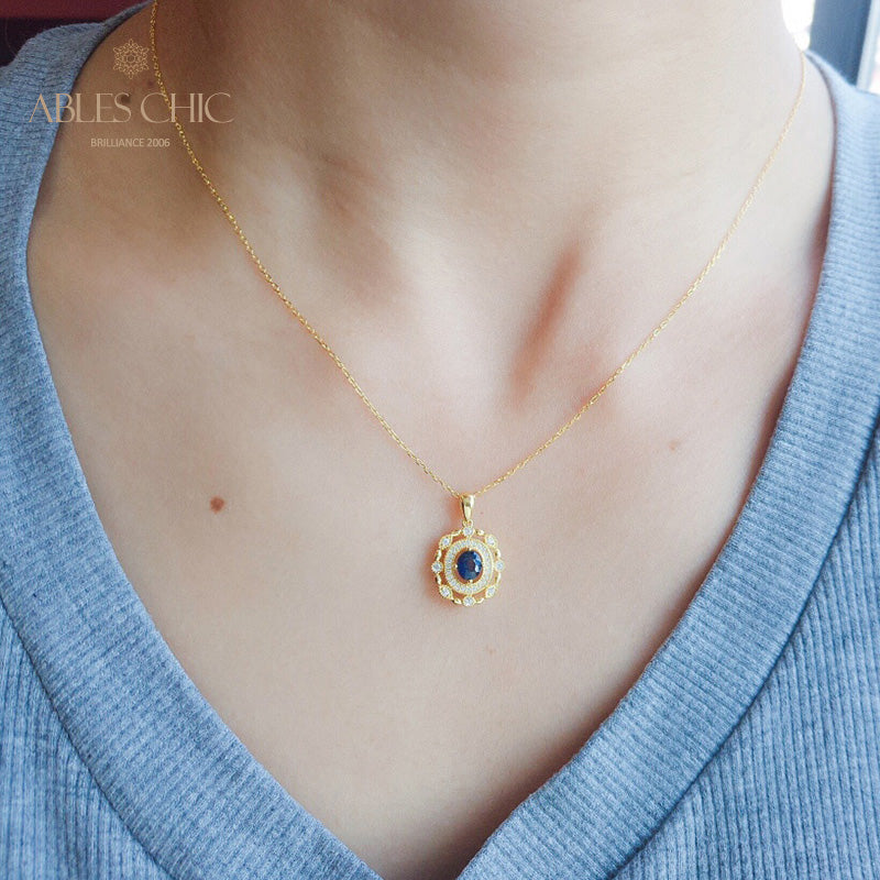 Halo Floral Saphir Anhänger 6285