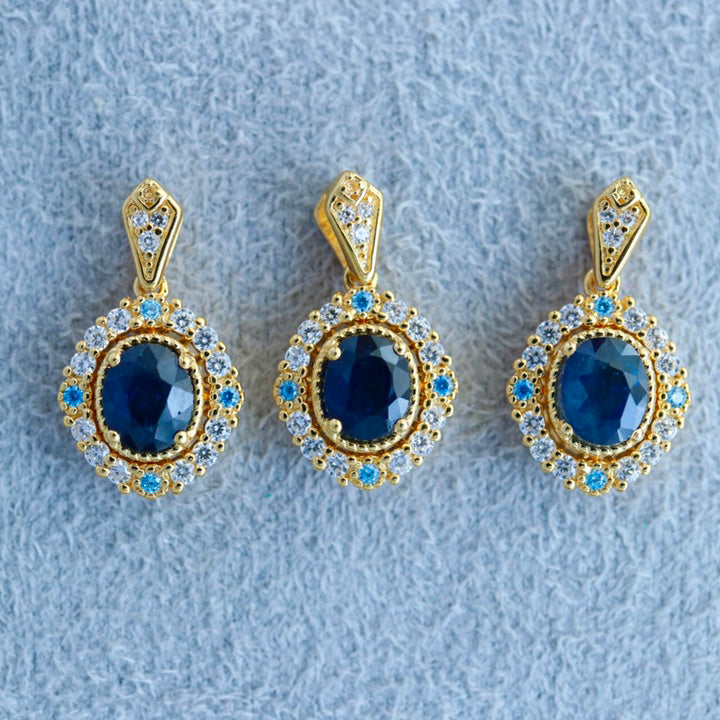 Natürlicher Saphir-Halo-Anhänger 6286
