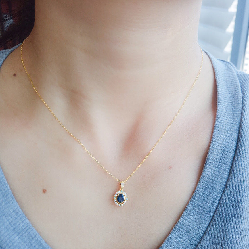 Natürlicher Saphir-Halo-Anhänger 6286