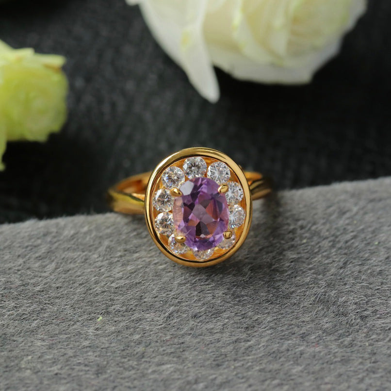 Ovaler Halo-Edelsteinring 6356