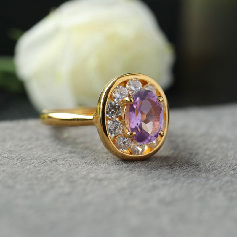 Ovaler Halo-Edelsteinring 6356