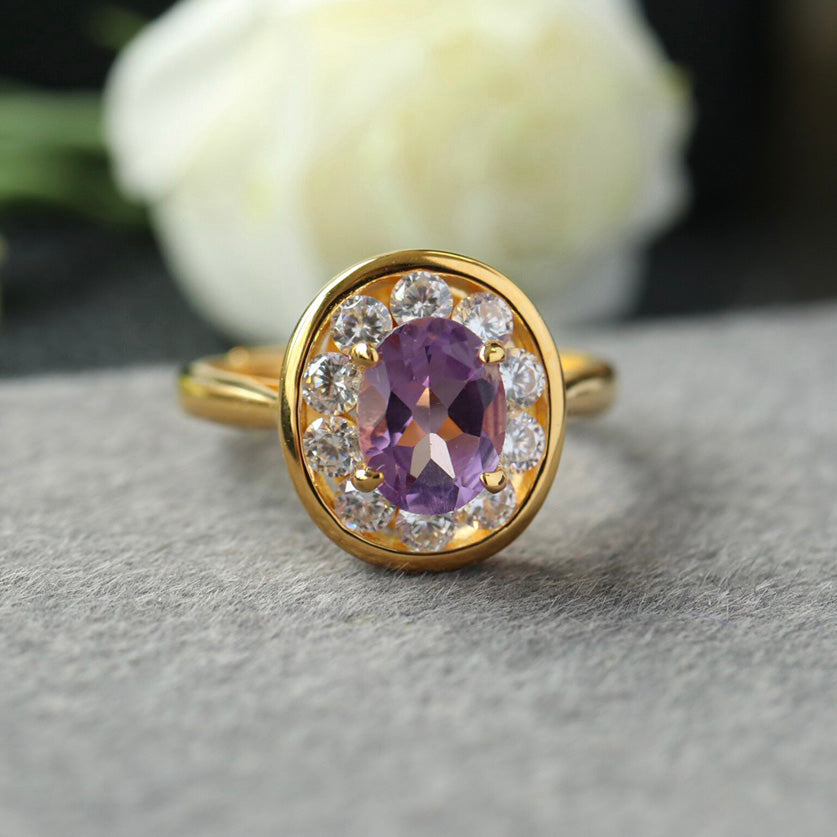 Ovaler Halo-Edelsteinring 6356