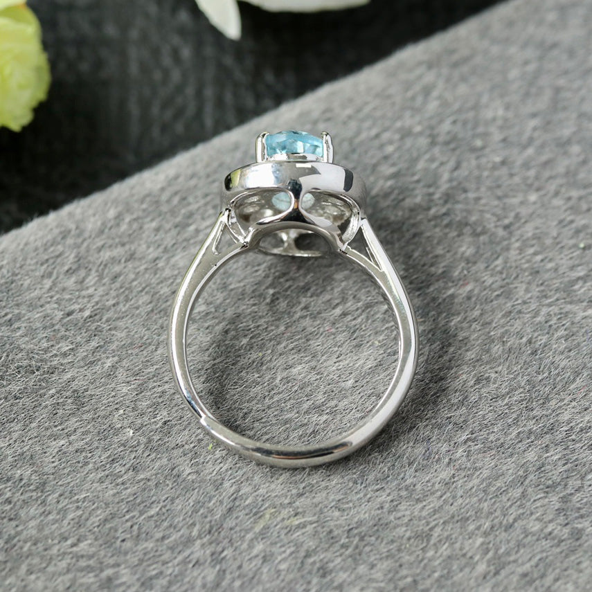 Ovaler Halo-Edelsteinring 6356