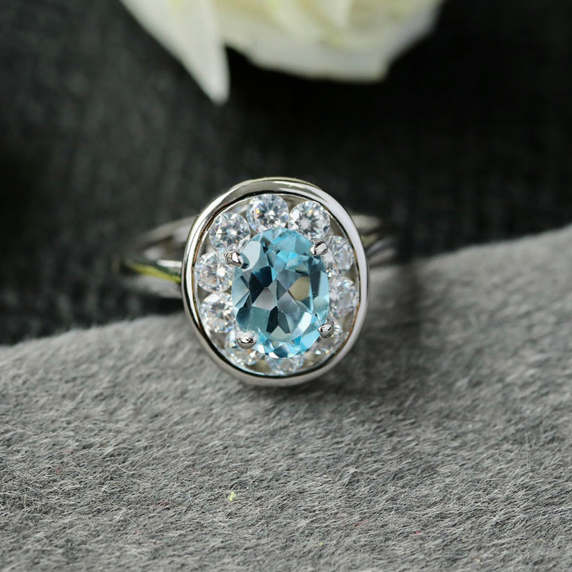Ovaler Halo-Edelsteinring 6356