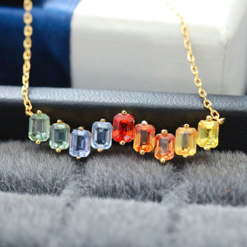 Natürliche Saphir-Regenbogenkette 6407