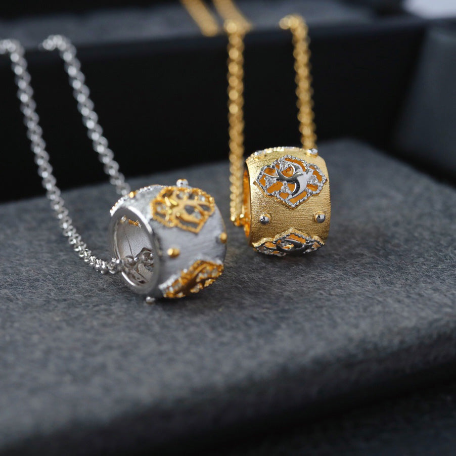 Laubsägen-Halskette mit breiten Ringen 6437