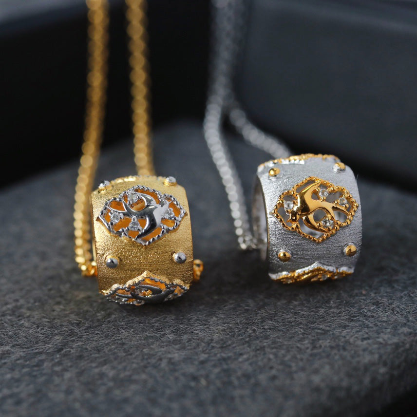 Laubsägen-Halskette mit breiten Ringen 6437