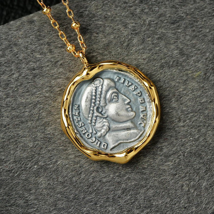 Griechische Münze gewellte Halskette 6444