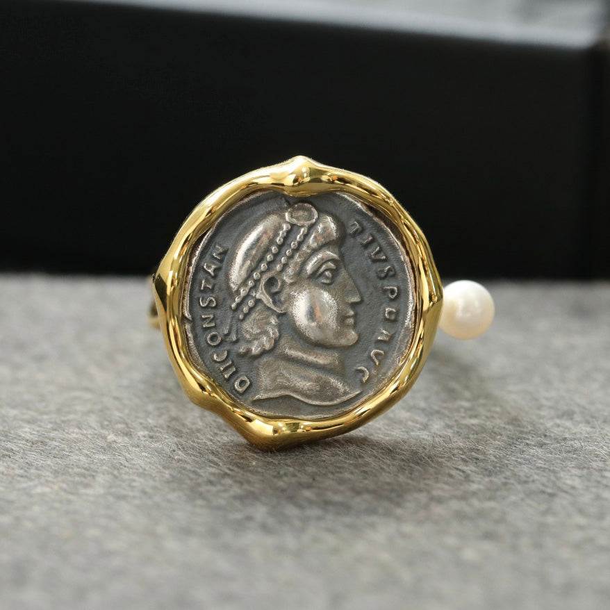 Griechischer Münzring mit Wellenschliff 6447