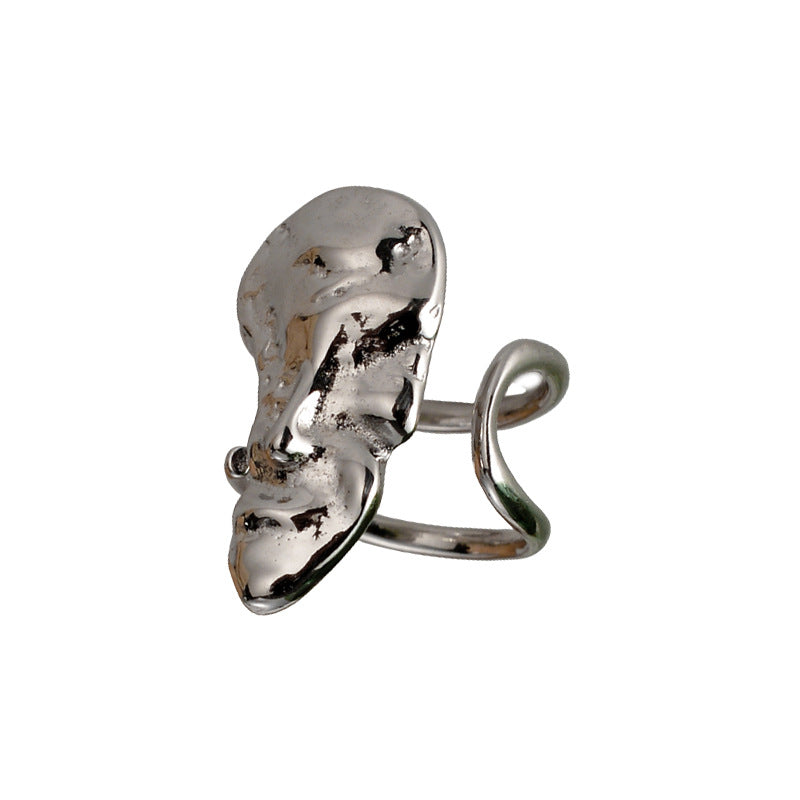 Abstrakter, zerknitterter breiter Ring R1133