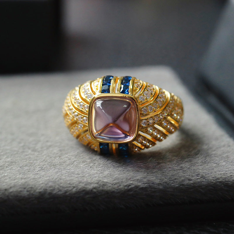 Solitärring mit Edelsteinbesatz 7099