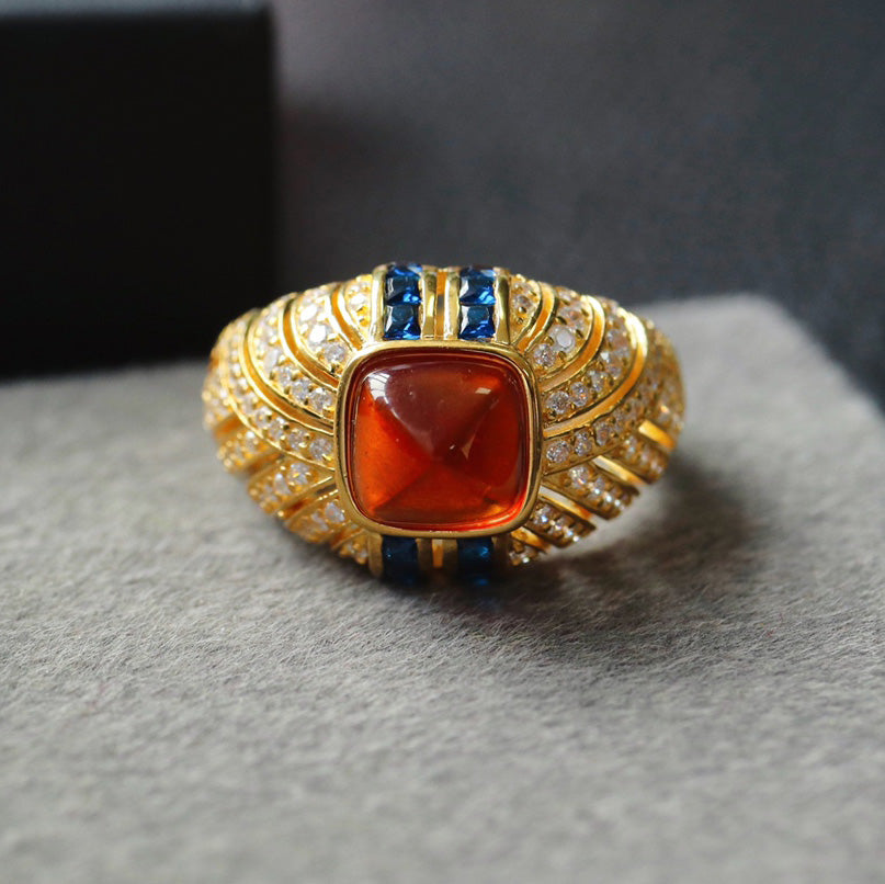 Solitärring mit Edelsteinbesatz 7099