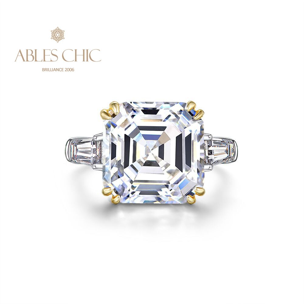 Asscher Ehering mit gelbem Citrin R0864