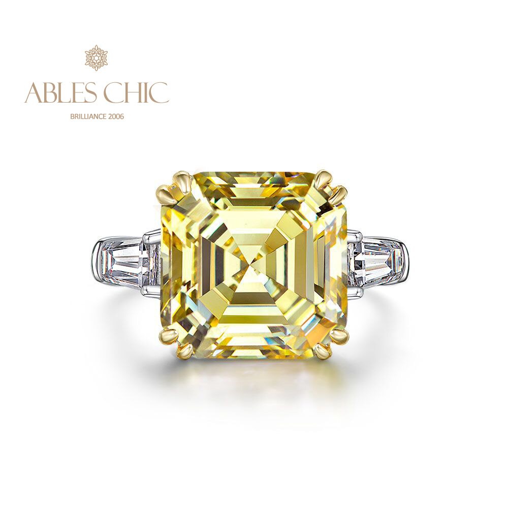 Asscher Ehering mit gelbem Citrin R0864