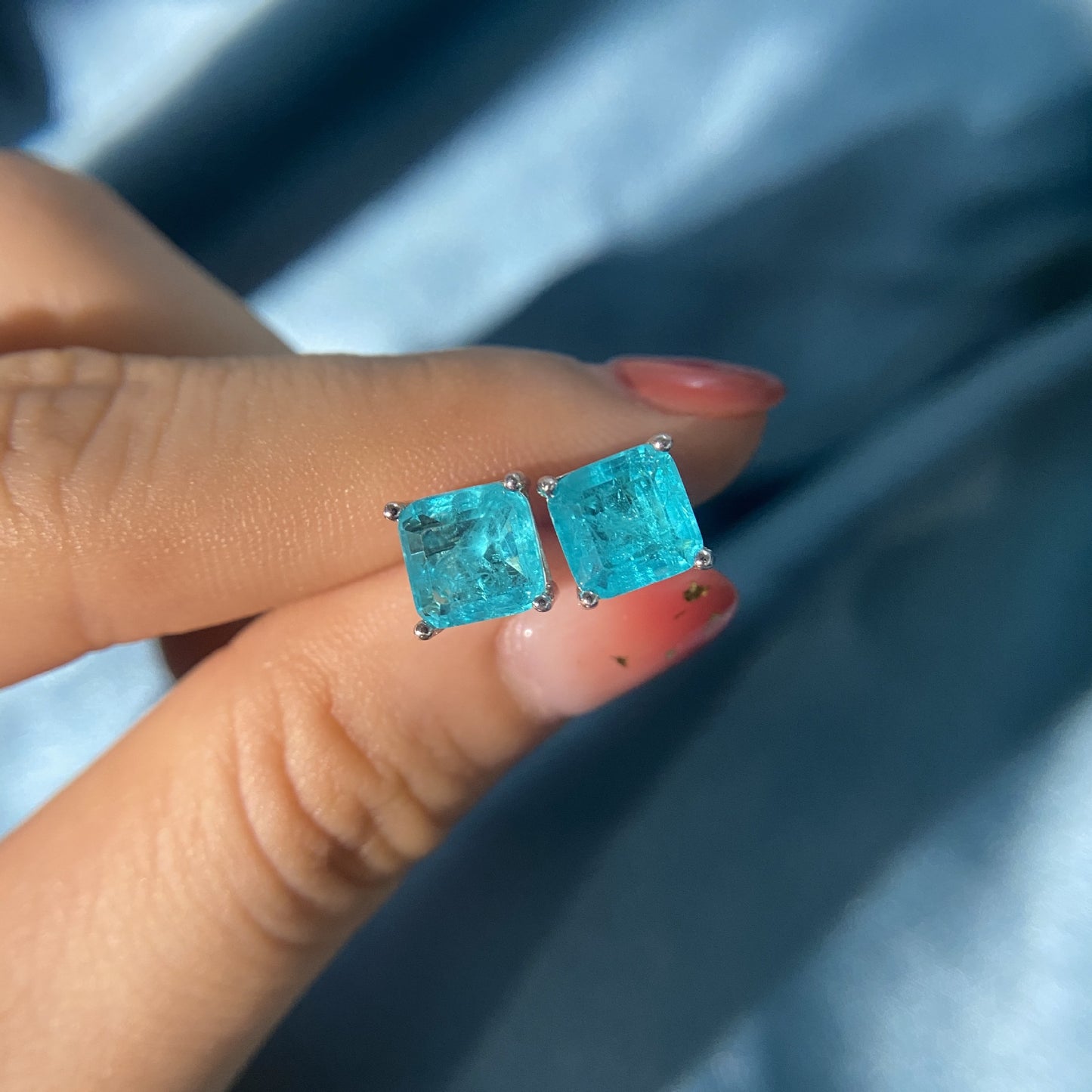 Quadratische Paraiba-Ohrringe E0126