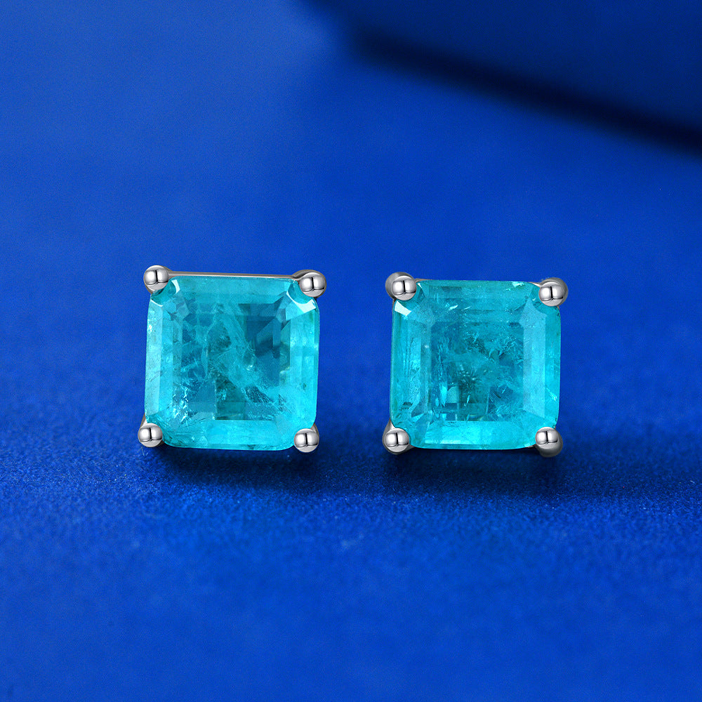 Quadratische Paraiba-Ohrringe E0126