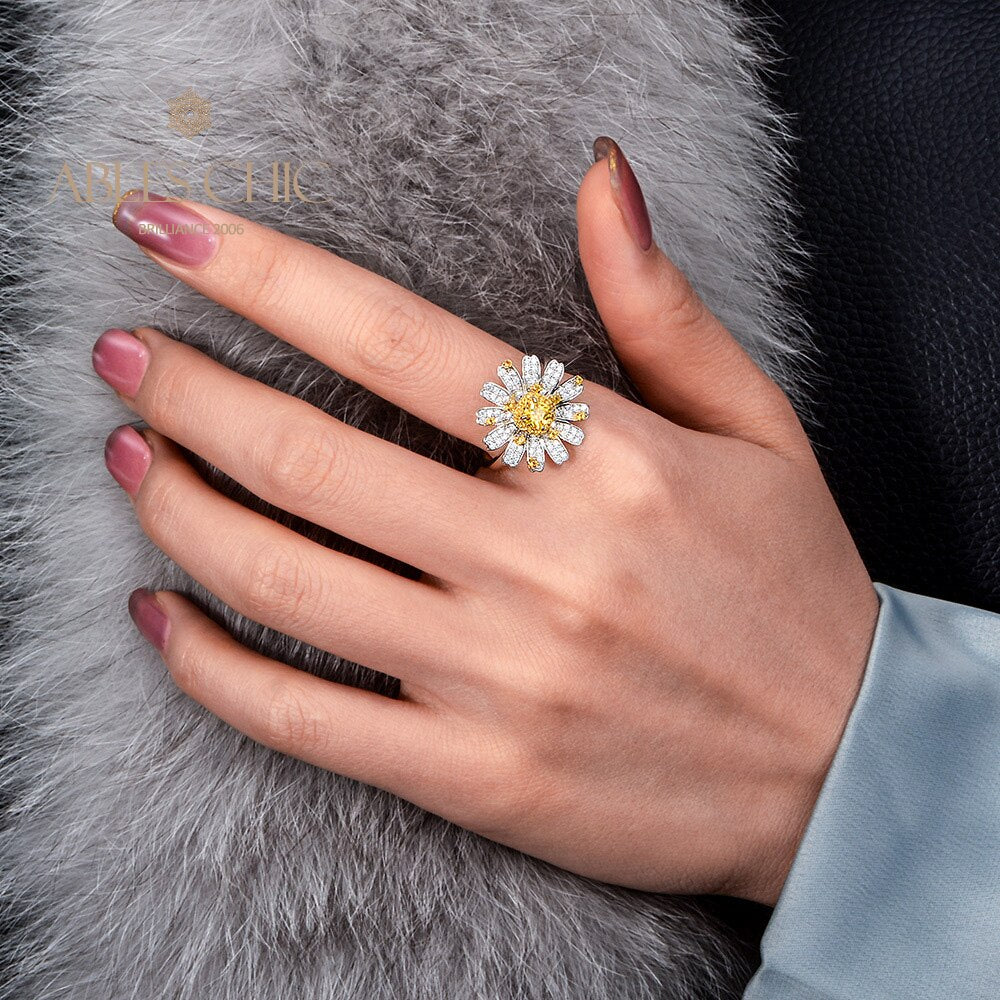 Blühender Gänseblümchen-Citrinring R1379