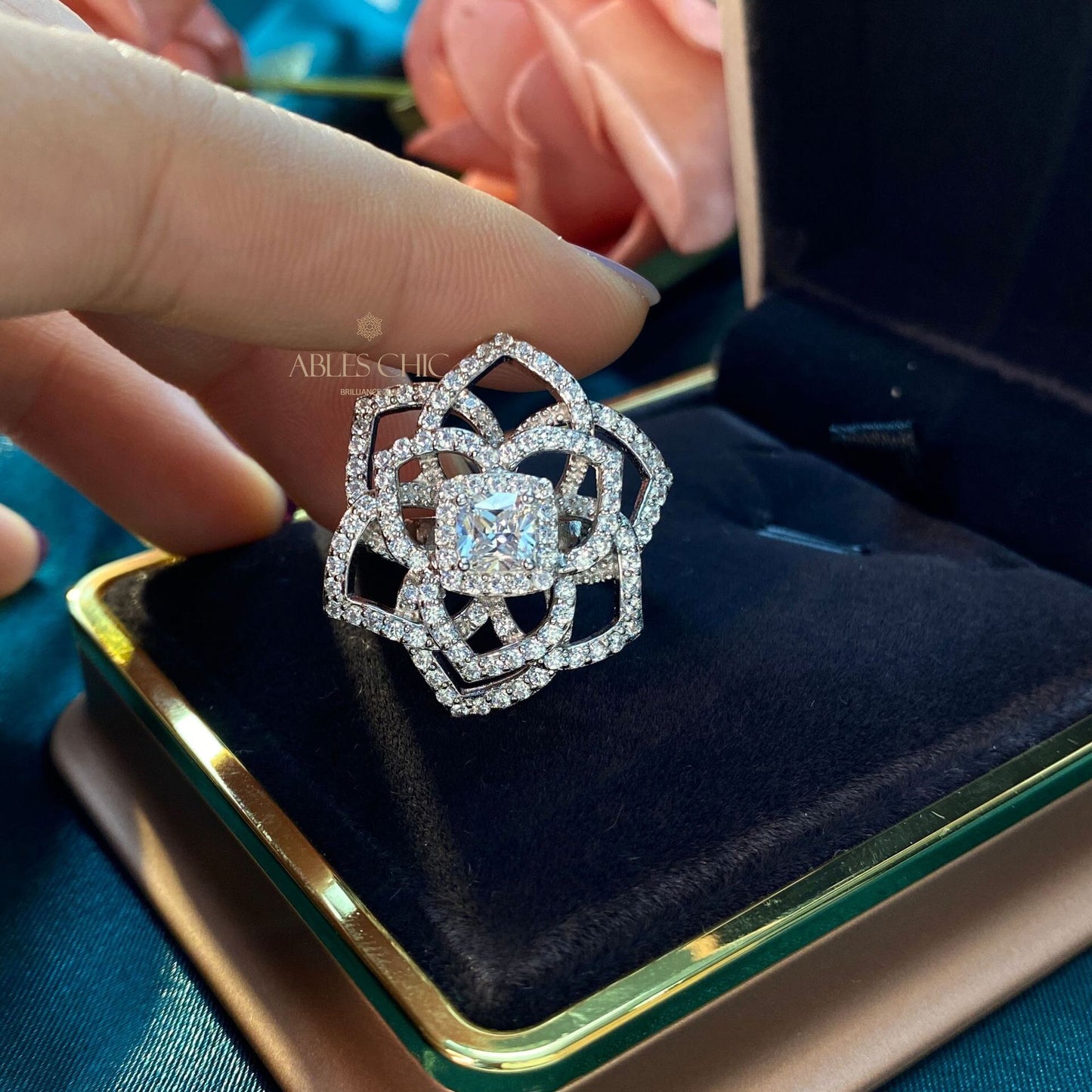 Citrin Rose Blumen Ehering R220