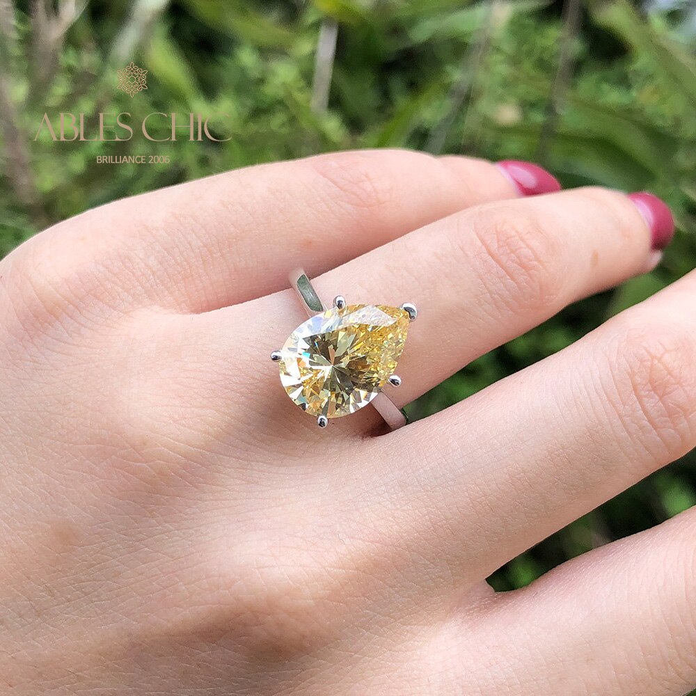 Birnenförmiger Solitär-Stimmungsring R0349