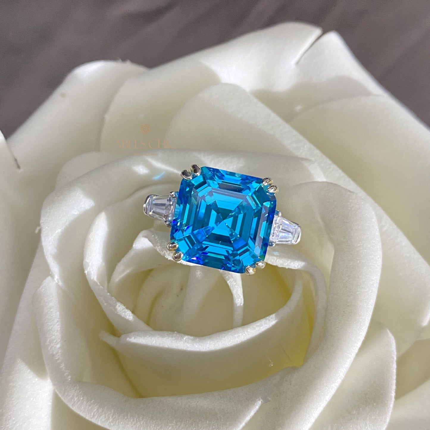 Asscher Ehering mit gelbem Citrin R0864
