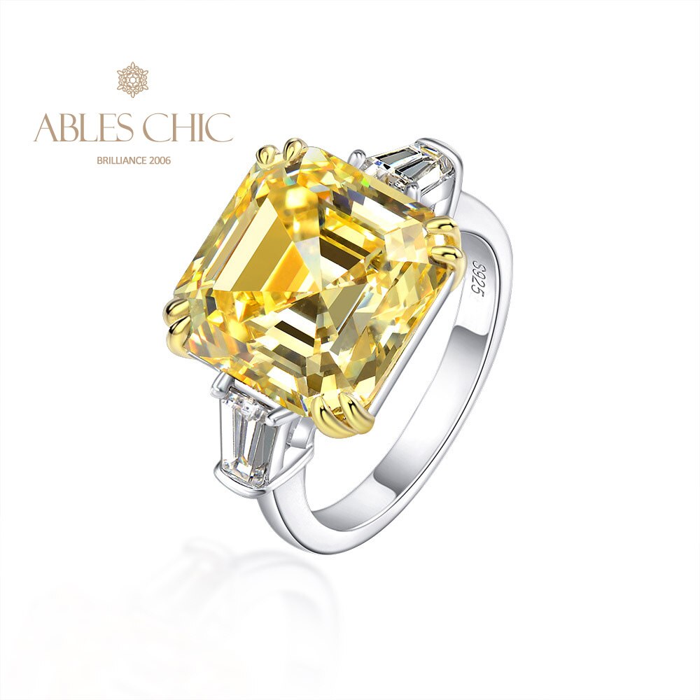 Asscher Ehering mit gelbem Citrin R0864