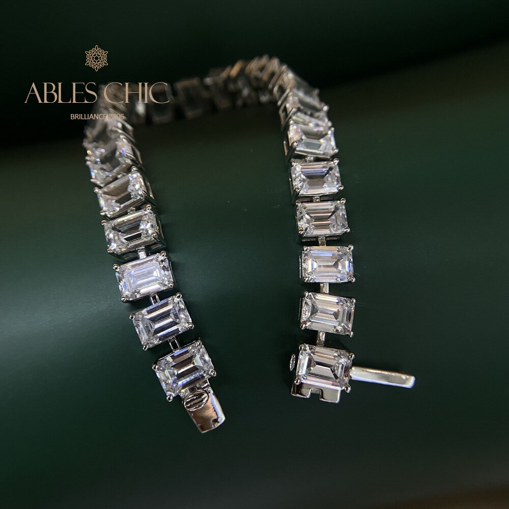 Smaragdschliff Iced Out Brautarmband B0452